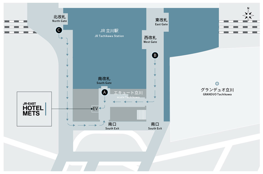 【2階】ホテル入口へのアクセス（深夜早朝入館不可）